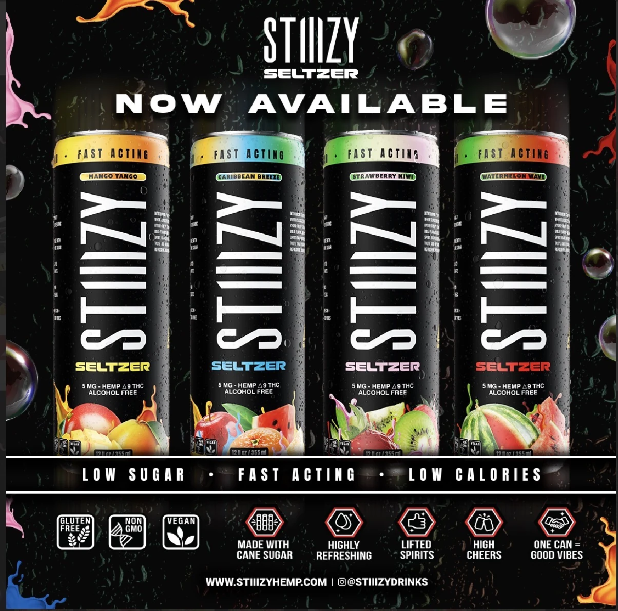 Original STIIIZY Seltzer four-flavor campaign