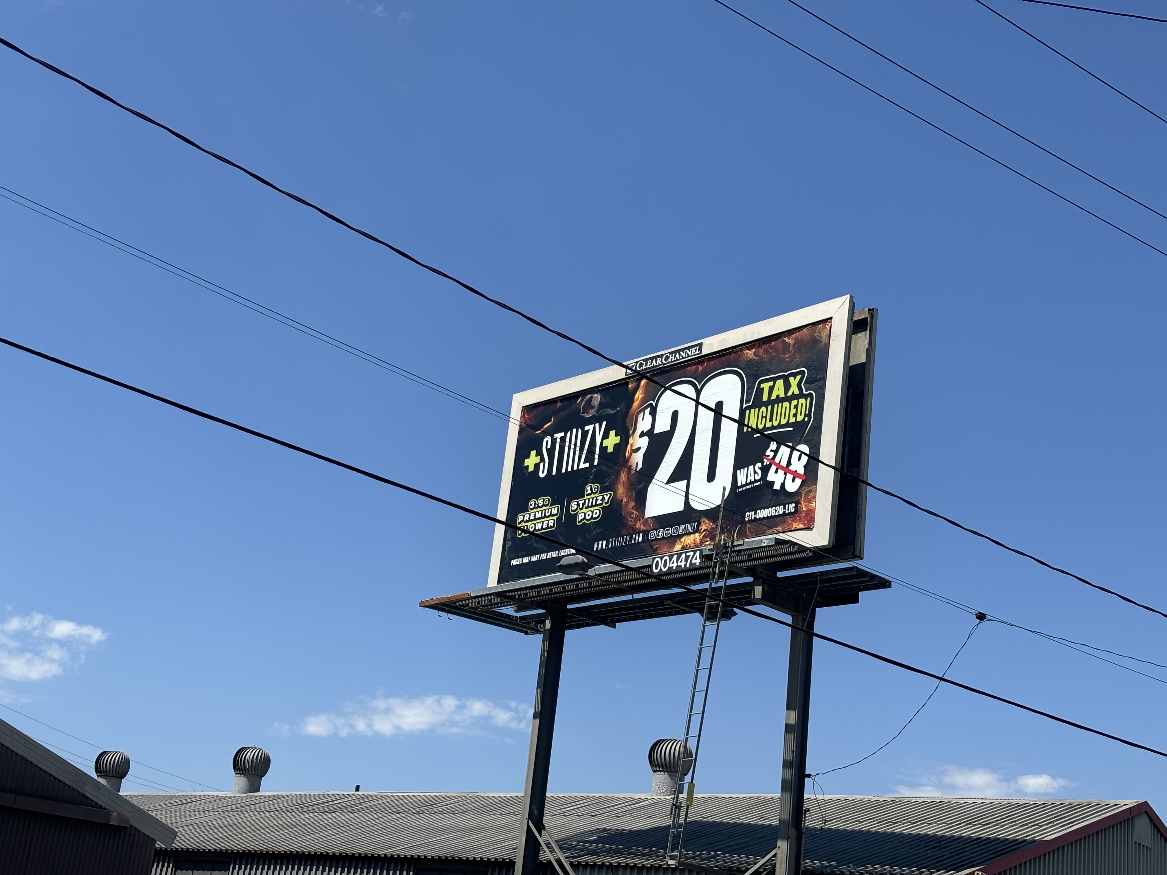 STIIIZY tax-included twenty-dollar retail offer billboard