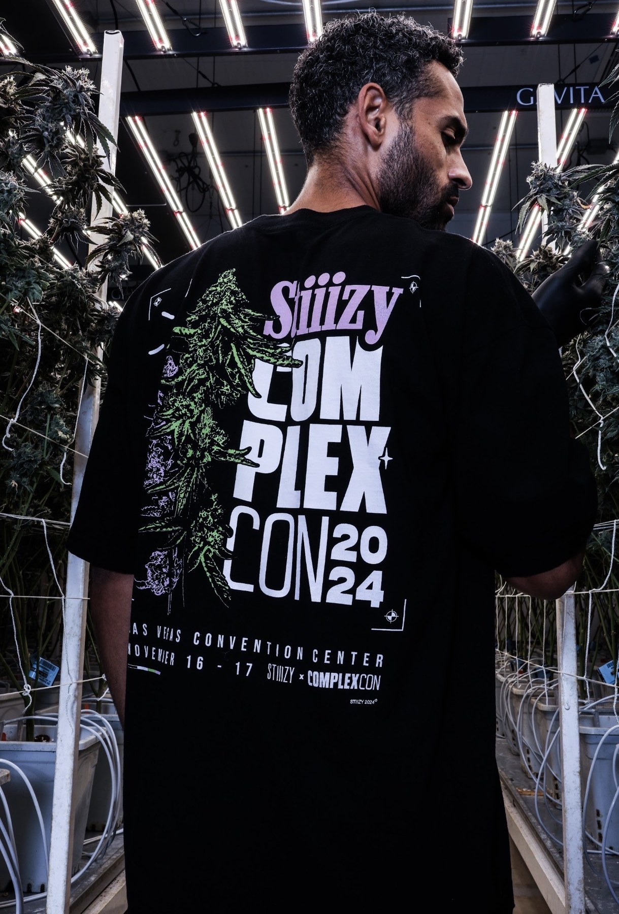 Back graphic on the STIIIZY ComplexCon 2024 shirt