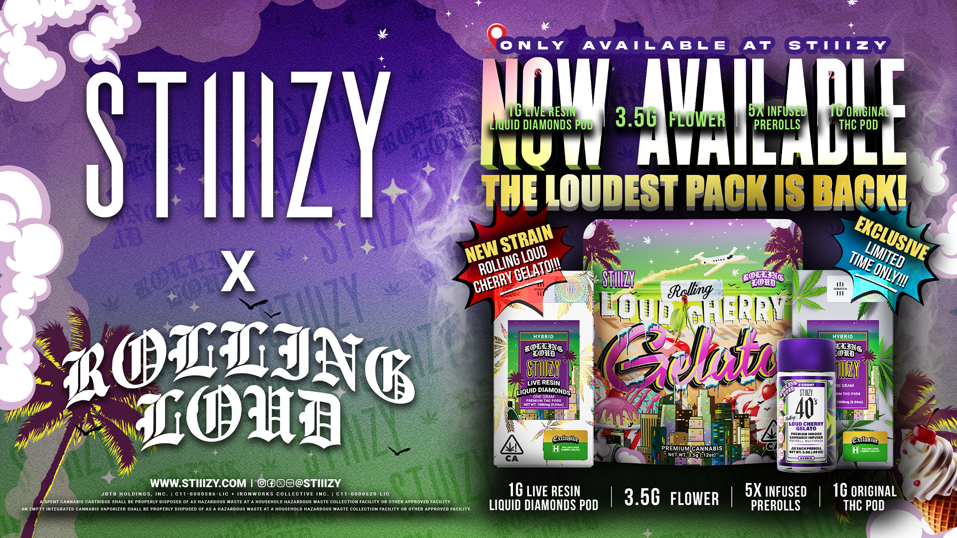 STIIIZY x Rolling Loud Loud Cherry Gelato finished retail campaign